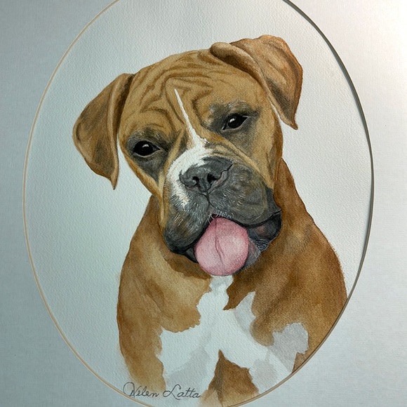 Original Watercolor, Boxer Dog Portrait Painting - Picture 2 of 10